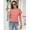 image:imageANRABESS Womens T Shirts Pleated amp Short Sleeve Summer Tops Business Casual Dressy Blouses 2026 Cute Fashion ClothesCoral Pink