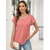 image:imageANRABESS Womens T Shirts Pleated amp Short Sleeve Summer Tops Business Casual Dressy Blouses 2026 Cute Fashion ClothesCoral Pink