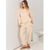 image:imageANRABESS Womens Two Piece Outfits Sweatsuit Lounge Set Long Sleeve Crewneck Sweatshirt Jogger Pants Tracksuit 2026 Fall SetsBeige
