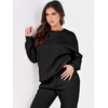 image:imageANRABESS Womens Two Piece Outfits Sweatsuit Lounge Set Long Sleeve Crewneck Sweatshirt Jogger Pants Tracksuit 2026 Fall SetsBlack