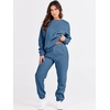 image:imageANRABESS Womens Two Piece Outfits Sweatsuit Lounge Set Long Sleeve Crewneck Sweatshirt Jogger Pants Tracksuit 2026 Fall SetsBlue