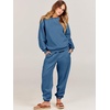 image:imageANRABESS Womens Two Piece Outfits Sweatsuit Lounge Set Long Sleeve Crewneck Sweatshirt Jogger Pants Tracksuit 2026 Fall SetsBlue