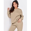 image:imageANRABESS Womens Two Piece Outfits Sweatsuit Lounge Set Long Sleeve Crewneck Sweatshirt Jogger Pants Tracksuit 2026 Fall SetsBrown