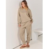 image:imageANRABESS Womens Two Piece Outfits Sweatsuit Lounge Set Long Sleeve Crewneck Sweatshirt Jogger Pants Tracksuit 2026 Fall SetsBrown
