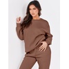 image:imageANRABESS Womens Two Piece Outfits Sweatsuit Lounge Set Long Sleeve Crewneck Sweatshirt Jogger Pants Tracksuit 2026 Fall SetsCoffee