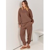 image:imageANRABESS Womens Two Piece Outfits Sweatsuit Lounge Set Long Sleeve Crewneck Sweatshirt Jogger Pants Tracksuit 2026 Fall SetsCoffee