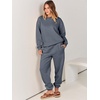 image:imageANRABESS Womens Two Piece Outfits Sweatsuit Lounge Set Long Sleeve Crewneck Sweatshirt Jogger Pants Tracksuit 2026 Fall SetsDark Grey