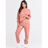 image:imageANRABESS Womens Two Piece Outfits Sweatsuit Lounge Set Long Sleeve Crewneck Sweatshirt Jogger Pants Tracksuit 2026 Fall SetsDark Pink