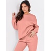 image:imageANRABESS Womens Two Piece Outfits Sweatsuit Lounge Set Long Sleeve Crewneck Sweatshirt Jogger Pants Tracksuit 2026 Fall SetsDark Pink