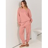 image:imageANRABESS Womens Two Piece Outfits Sweatsuit Lounge Set Long Sleeve Crewneck Sweatshirt Jogger Pants Tracksuit 2026 Fall SetsDark Pink