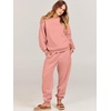 image:imageANRABESS Womens Two Piece Outfits Sweatsuit Lounge Set Long Sleeve Crewneck Sweatshirt Jogger Pants Tracksuit 2026 Fall SetsDark Pink