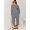 image:imageANRABESS Womens Two Piece Outfits Sweatsuit Lounge Set Long Sleeve Crewneck Sweatshirt Jogger Pants Tracksuit 2026 Fall SetsDeep Grey