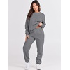 image:imageANRABESS Womens Two Piece Outfits Sweatsuit Lounge Set Long Sleeve Crewneck Sweatshirt Jogger Pants Tracksuit 2026 Fall SetsDeep Grey