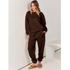 image:imageANRABESS Womens Two Piece Outfits Sweatsuit Lounge Set Long Sleeve Crewneck Sweatshirt Jogger Pants Tracksuit 2026 Fall SetsDrek Coffee