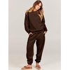 image:imageANRABESS Womens Two Piece Outfits Sweatsuit Lounge Set Long Sleeve Crewneck Sweatshirt Jogger Pants Tracksuit 2026 Fall SetsDrek Coffee