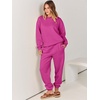 image:imageANRABESS Womens Two Piece Outfits Sweatsuit Lounge Set Long Sleeve Crewneck Sweatshirt Jogger Pants Tracksuit 2026 Fall SetsHot Pink