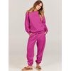 image:imageANRABESS Womens Two Piece Outfits Sweatsuit Lounge Set Long Sleeve Crewneck Sweatshirt Jogger Pants Tracksuit 2026 Fall SetsHot Pink