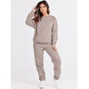image:imageANRABESS Womens Two Piece Outfits Sweatsuit Lounge Set Long Sleeve Crewneck Sweatshirt Jogger Pants Tracksuit 2026 Fall SetsLight Khaki