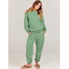 image:imageANRABESS Womens Two Piece Outfits Sweatsuit Lounge Set Long Sleeve Crewneck Sweatshirt Jogger Pants Tracksuit 2026 Fall SetsMint Green