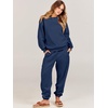 image:imageANRABESS Womens Two Piece Outfits Sweatsuit Lounge Set Long Sleeve Crewneck Sweatshirt Jogger Pants Tracksuit 2026 Fall SetsNavy Blue