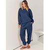 image:imageANRABESS Womens Two Piece Outfits Sweatsuit Lounge Set Long Sleeve Crewneck Sweatshirt Jogger Pants Tracksuit 2026 Fall SetsNavy Blue