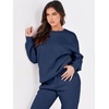 image:imageANRABESS Womens Two Piece Outfits Sweatsuit Lounge Set Long Sleeve Crewneck Sweatshirt Jogger Pants Tracksuit 2026 Fall SetsNavy Blue