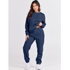 image:imageANRABESS Womens Two Piece Outfits Sweatsuit Lounge Set Long Sleeve Crewneck Sweatshirt Jogger Pants Tracksuit 2026 Fall SetsNavy Blue
