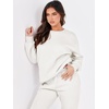 image:imageANRABESS Womens Two Piece Outfits Sweatsuit Lounge Set Long Sleeve Crewneck Sweatshirt Jogger Pants Tracksuit 2026 Fall SetsWhite
