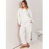 image:imageANRABESS Womens Two Piece Outfits Sweatsuit Lounge Set Long Sleeve Crewneck Sweatshirt Jogger Pants Tracksuit 2026 Fall SetsWhite
