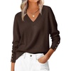 image:imageANRABESS Lightweight Sweaters for Women Long Sleeve V Neck Shirts Business Casual Work Blouses 2026 Fall Knit Pullover TopsCoffee