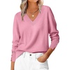 image:imageANRABESS Lightweight Sweaters for Women Long Sleeve V Neck Shirts Business Casual Work Blouses 2026 Fall Knit Pullover TopsCoral Pink