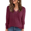image:imageANRABESS Long Sleeve Shirts for Women V Neck Casual Fall Tops Loose Fit Lightweight Sweaters Tunic Fashion 2026 ClothesBurgundy