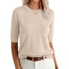 image:imageANRABESS Short Sleeve Sweaters for Women Summer Wool Blend Crew Neck Shirts Lightweight Work Top 2026 Business Casual OutfitsParchment