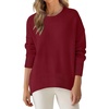 image:imageANRABESS Sweaters for Women 2026 Fall Long Sleeve Casual Loose Fit Knitted High Low Hem Basic Pullover Sweater TopsRed