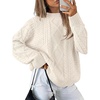 image:imageANRABESS Sweaters for Women Oversized Cable Knit Fall Long Sleeve Crewneck Casual Pullover Sweater Tops 2026 Winter OutfitsApricot