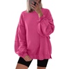image:imageANRABESS Women Oversized Long Sleeve Sweatshirts Crewneck Side Slit Loose Teen Girl Pullover Top 2026 Fall Y2K Trendy OutfitsHot Pink