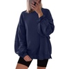 image:imageANRABESS Women Oversized Long Sleeve Sweatshirts Crewneck Side Slit Loose Teen Girl Pullover Top 2026 Fall Y2K Trendy OutfitsNavy Blue