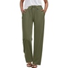 image:imageANRABESS Womens Casual Pants Summer High Waist Drawstring Loose Fit 2026 Beach Lightweight Comfy Lounge Trousers with PocketsArmy Green
