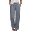 image:imageANRABESS Womens Casual Pants Summer High Waist Drawstring Loose Fit 2026 Beach Lightweight Comfy Lounge Trousers with PocketsGrey