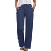 image:imageANRABESS Womens Casual Pants Summer High Waist Drawstring Loose Fit 2026 Beach Lightweight Comfy Lounge Trousers with PocketsNavy Blue