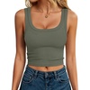 image:imageANRABESS Womens Crop Tank Tops Soft Breathable Ribbed Slim Fit Comfy for BasicCasualGoing OutampDaily WearArmy Green