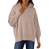 image:imageANRABESS Womens Oversized Fashion Long Sleeve Quarter Zip Baggy Loose Slouchy Sweater Pullover Tops 2026 Fall OutfitsSand