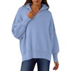 image:imageANRABESS Womens Oversized Fashion Long Sleeve Quarter Zip Baggy Loose Slouchy Sweater Pullover Tops 2026 Fall OutfitsSky Blue