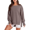 image:imageANRABESS Womens Oversized Sweatshirts Crew Neck Long Sleeve Shirts Casual Loose Slit 2026 Fall Outfits Y2K Teen Girls ClothesBrown