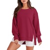 image:imageANRABESS Womens Oversized Sweatshirts Crew Neck Long Sleeve Shirts Casual Loose Slit 2026 Fall Outfits Y2K Teen Girls ClothesRed