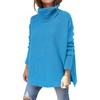 image:imageANRABESS Womens Oversized Turtleneck Batwing Sleeve Spilt Casual Loose Knit Tunic Pullover Sweater Tops 2026 Fall OutfitsSky Blue