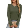 image:imageANRABESS Womens Puff Long Sleeve Shirts Crewneck Fall Tops Basic Dressy Casual Blouses 2026 Trendy OutfitsArmy Green