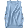 image:imageANRABESS Womens Sweater Vest Summer Sleeveless Crewneck Ribbed Knit Side Button Loose Pullover Tank Tops 2026 Fall OutfitsLight Blue