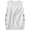 image:imageANRABESS Womens Sweater Vest Summer Sleeveless Crewneck Ribbed Knit Side Button Loose Pullover Tank Tops 2026 Fall OutfitsWhite
