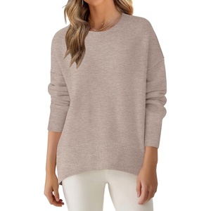 image:imageANRABESS Sweaters for Women 2026 Fall Long Sleeve Casual Loose Fit Knitted High Low Hem Basic Pullover Sweater TopsKhaki